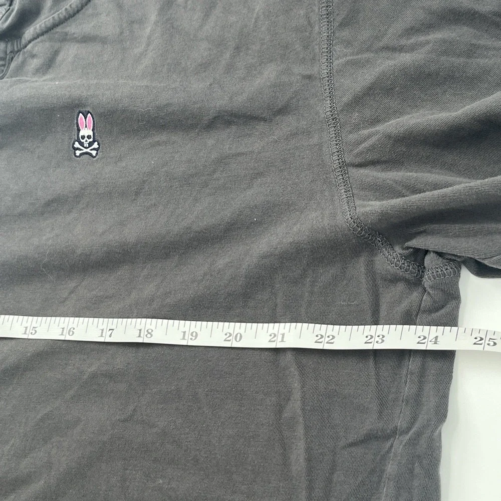 Psycho Bunny XL Gray Pullover‎ Hoodie Henley Long Sleeve Kangaroo Pocket Cotton